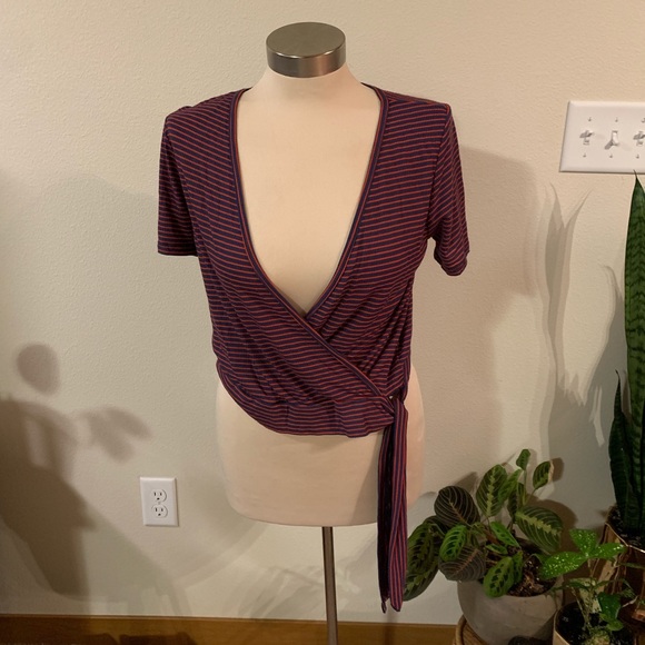 Caution To The Wind Tops - NWOT Striped Wrap Crop Top Caution To The Wind Tops - NWOT Striped Wrap Crop Top